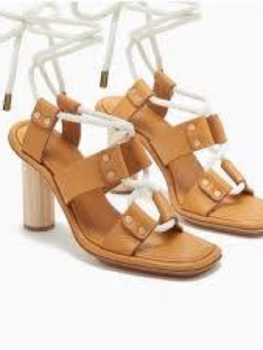 Ulla Johnson Evie Leather Espadrille Block Heels with White Lace-Up